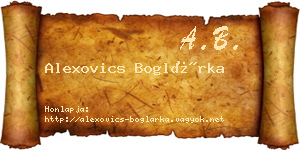 Alexovics Boglárka névjegykártya